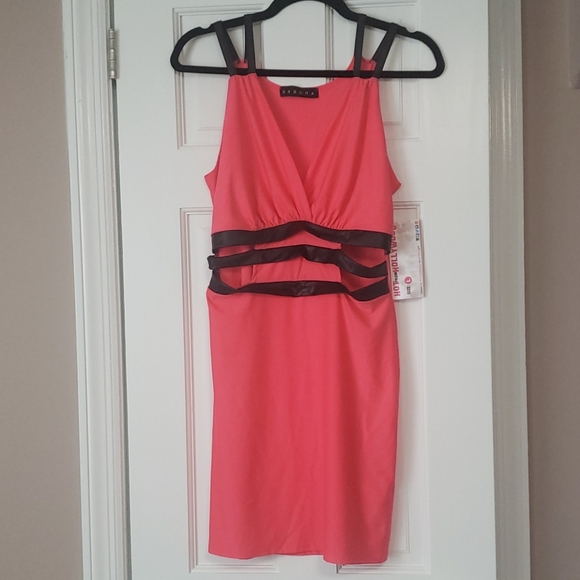 Hot Pink Side Cut Out Dress - Picture 1 of 3